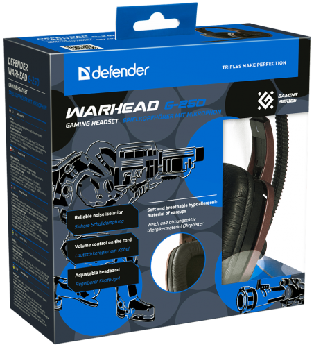 Купить  наушники defender  warhead g-250 2.5м кабель, игровые в интернет-магазине Айсберг! фото 4