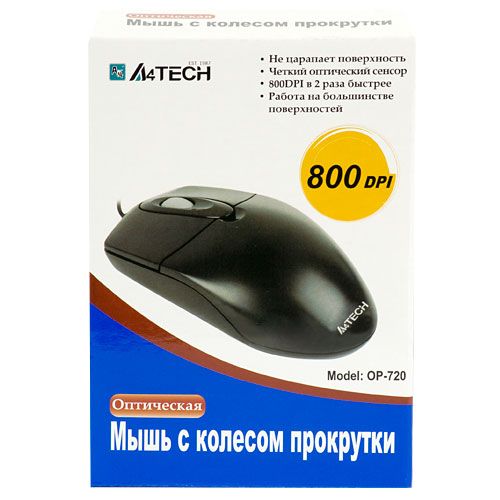 Купить  мышь a4-tech op-720, black ps/2 в интернет-магазине Айсберг! фото 2