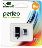 Карта памяти Perfeo microSD 16 GB High-Capacity (Class 10) + USB microSD Reader