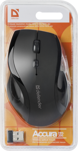 Купить  мышь defender accura mm-295 black, 6 кнопок, 800-1600dpi (52295) в интернет-магазине Айсберг! фото 4