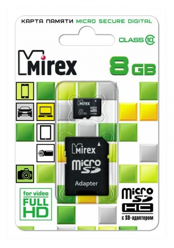 Купить  карта памяти mirex microsd 8gb class 10 + адаптер (13613-ad10sd08) в интернет-магазине Айсберг!