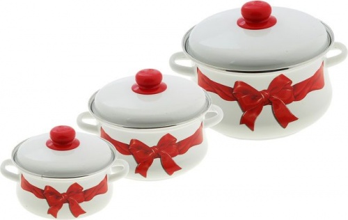Купить  набор посуды набор посуды бант 7-316/4 эмаль магнитогорск, 6пр (2л+3л+4л) в интернет-магазине Айсберг!