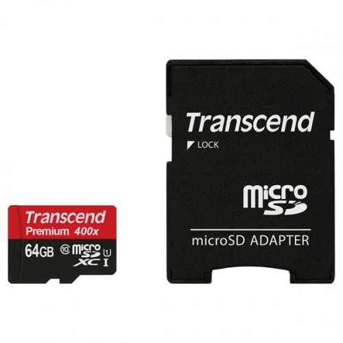 Купить  карта памяти sd-micro 64gb transcend sdxc class 10 uhs-1 (ts64gusdu1) +adapter в интернет-магазине Айсберг!