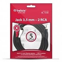 Соединительные шнуры Belsis BL 1038 Jack 3.5 вилка -2xRCA вилка стерео-аудио 5м.