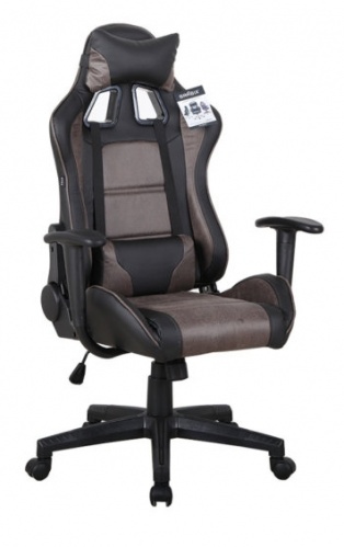 Купить  стулья brabix gt racer gm-100, две подушки, ткань, экокожа, черное/коричневое (531819) в интернет-магазине Айсберг!