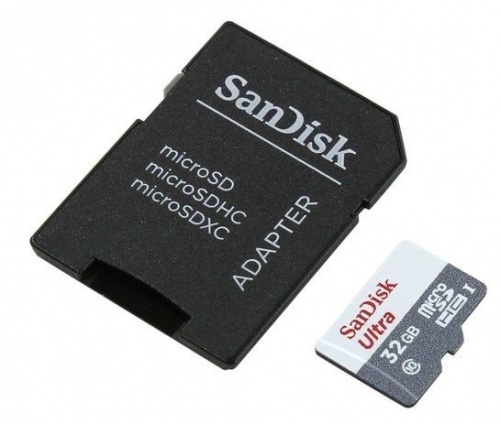 Купить  карта памяти sd-micro 32gb sandisk ultra  sdhc uhs-i class 10 +adapter (sdsquns-032g-gn3ma) в интернет-магазине Айсберг! фото 2