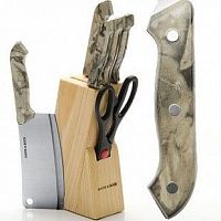 Нож ST-396 8пр мрамор/руч с мусатом набор ножей 01273