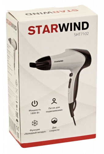 Купить  фен starwind sht 7102 белый /черный в интернет-магазине Айсберг! фото 3