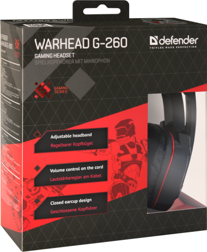 Купить  наушники defender  warhead g-260 red+black, 1,8м кабель, игровые в интернет-магазине Айсберг! фото 5