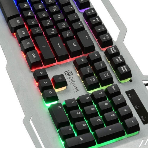 Купить  клавиатура oklick 747 g frozen серый/черный usb multimedia for gamer led в интернет-магазине Айсберг! фото 4