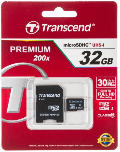 Купить  карта памяти sd-micro 32gb transcend ts32gusdhc10 class10 +adapter в интернет-магазине Айсберг! фото 2
