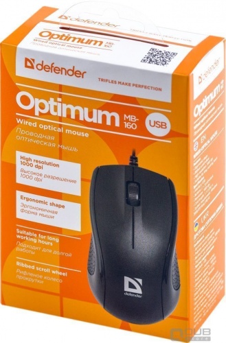 Купить  мышь defender optimum mb 160, black, 3 кнопки, 1000dpi в интернет-магазине Айсберг! фото 3