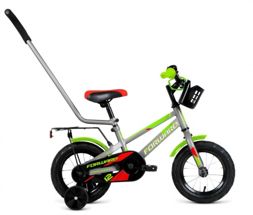 Купить  велосипед forward meteor 12 (12" 1ск.) серый/зеленый в интернет-магазине Айсберг!
