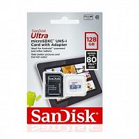 Купить  карта памяти sd-micro 128gb sandisk sdxc class 10 sdsquns-128g-gn6ta ultra 80+adapter в интернет-магазине Айсберг!